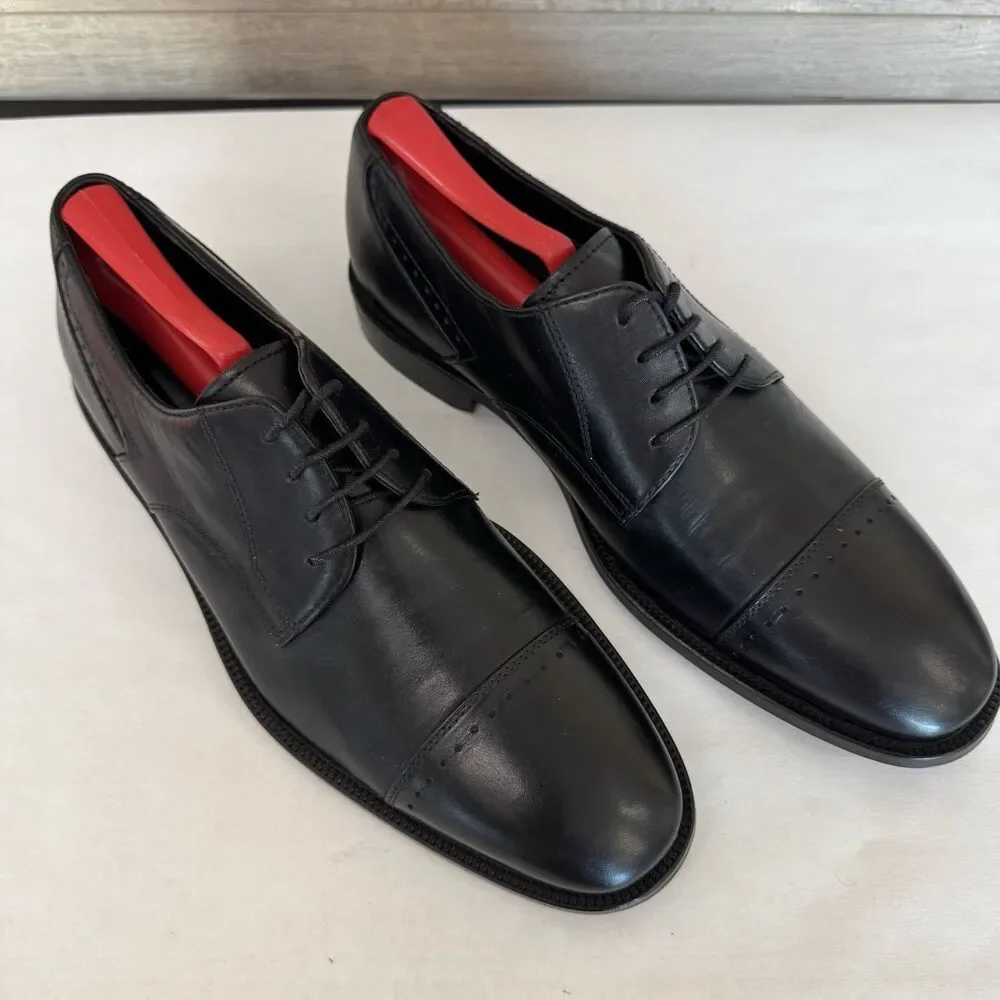 Johnston & Murphy Black Leather Cap‎ Toe Oxford Dress Shoes Men 8M Career Work